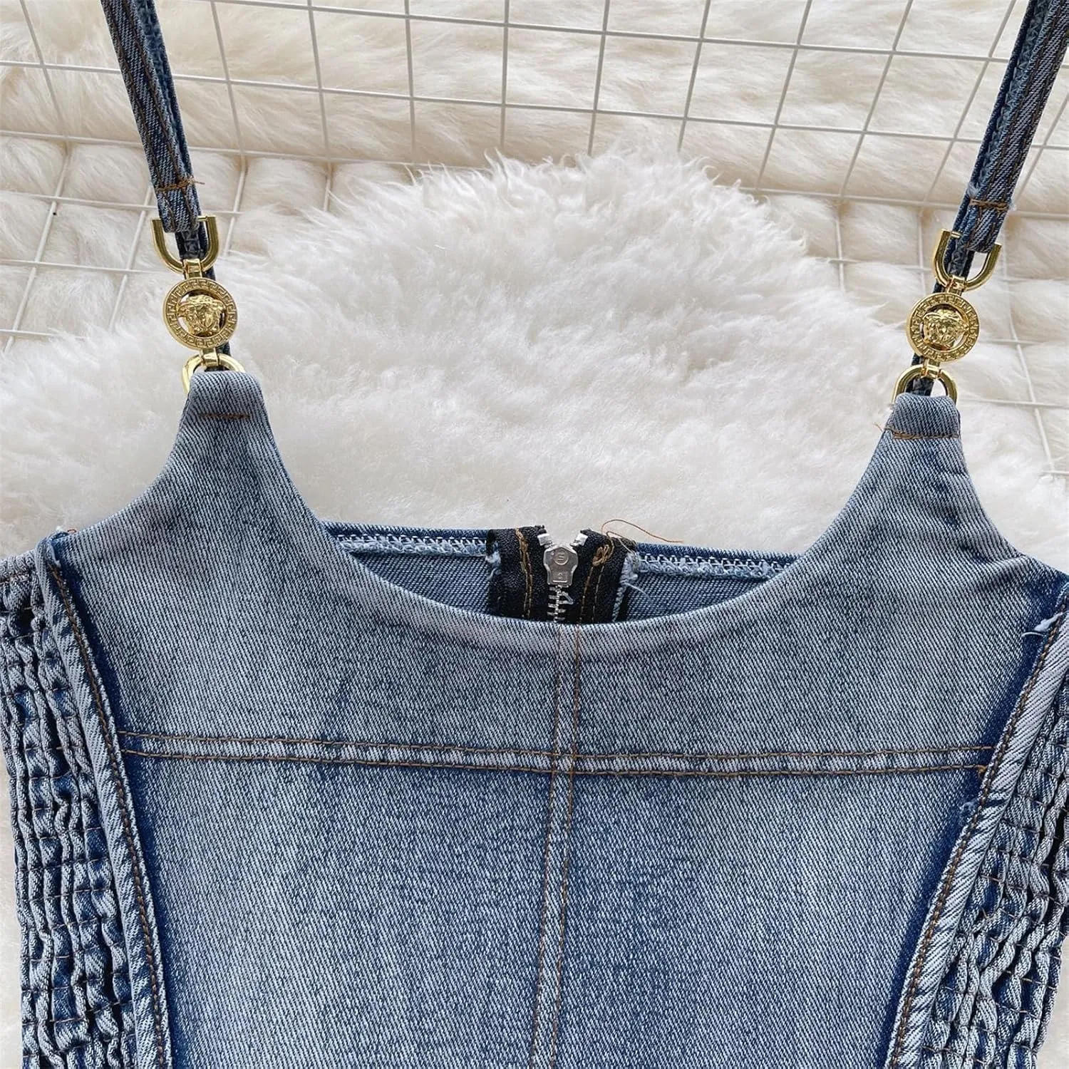 Women Spaghetti Strap Denim Camisole Summer Slip Camis Slim Sexy Sleeveless Tank Tops