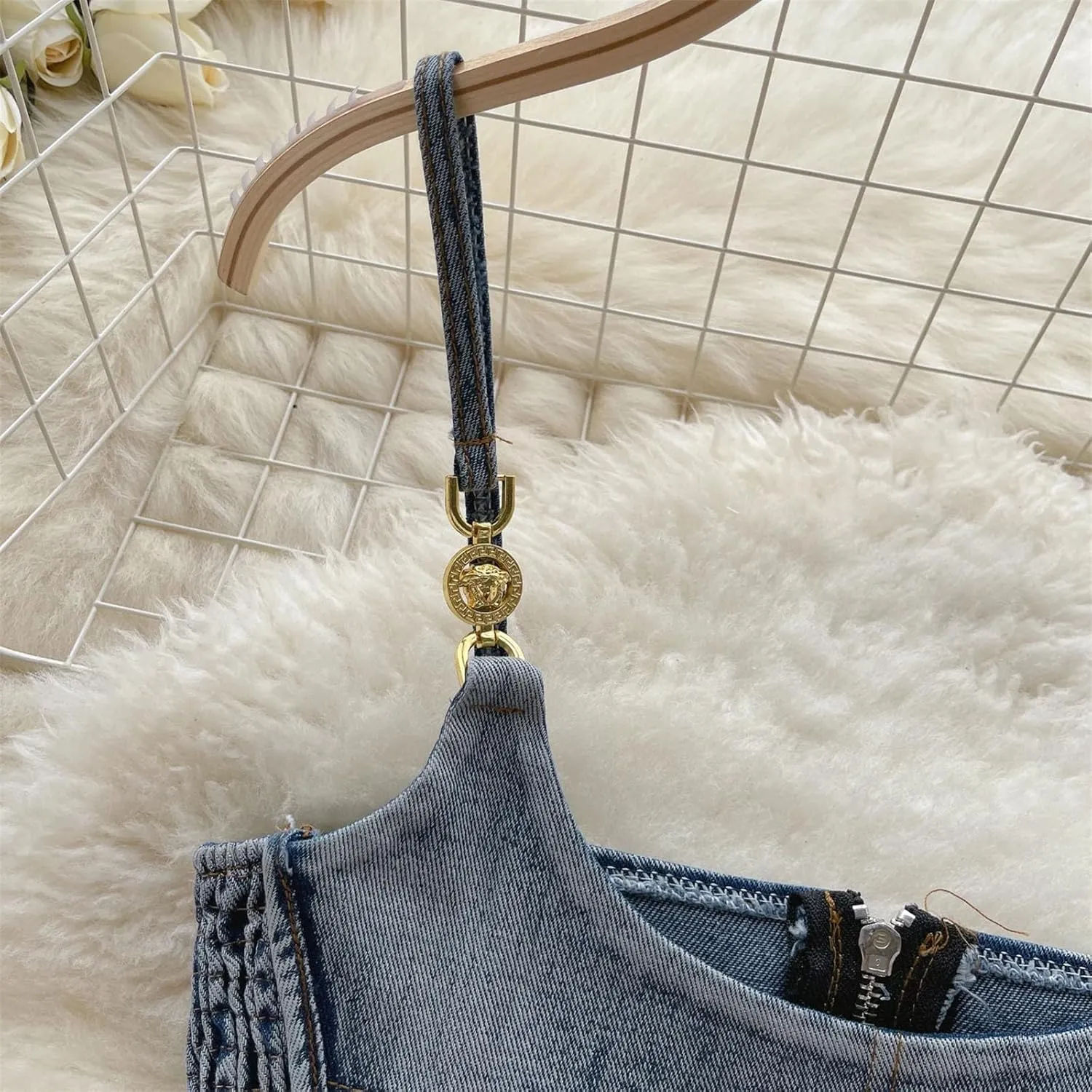Women Spaghetti Strap Denim Camisole Summer Slip Camis Slim Sexy Sleeveless Tank Tops