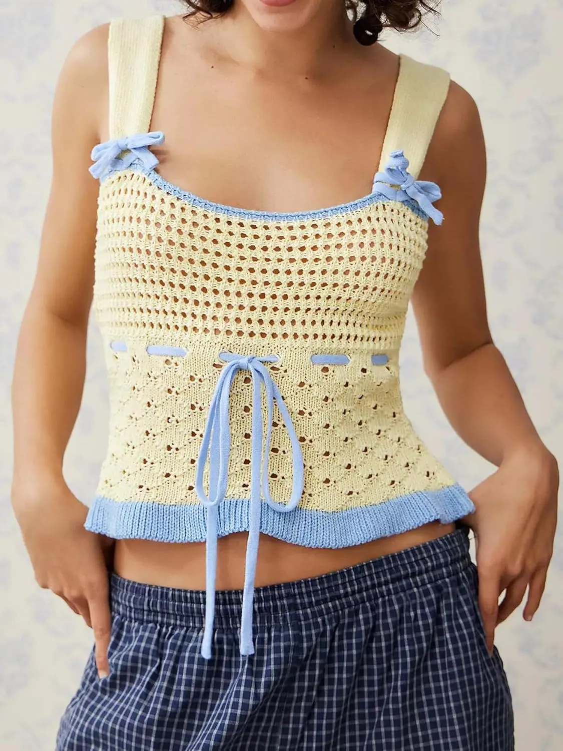 Women Y2k Spaghetti Strap Lace Camisole Sleeveless Floral Ruffle Crop Cami Top Slim Fit Going Out Tops Streetwear