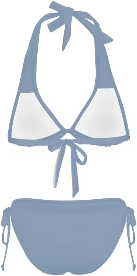 Women's Bikini Sets Two Piece Bathing Suits Sexy Textured Halter Padded Bikini Swimsuits Side Tie Thong Bottom Swimwear