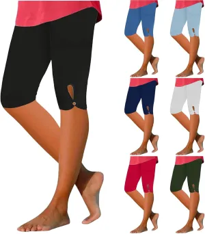 Womens Capris for Summer Tummy Control Cropped High Waist Yoga Bottoms Stretchy Leggings Workout Compression Pants