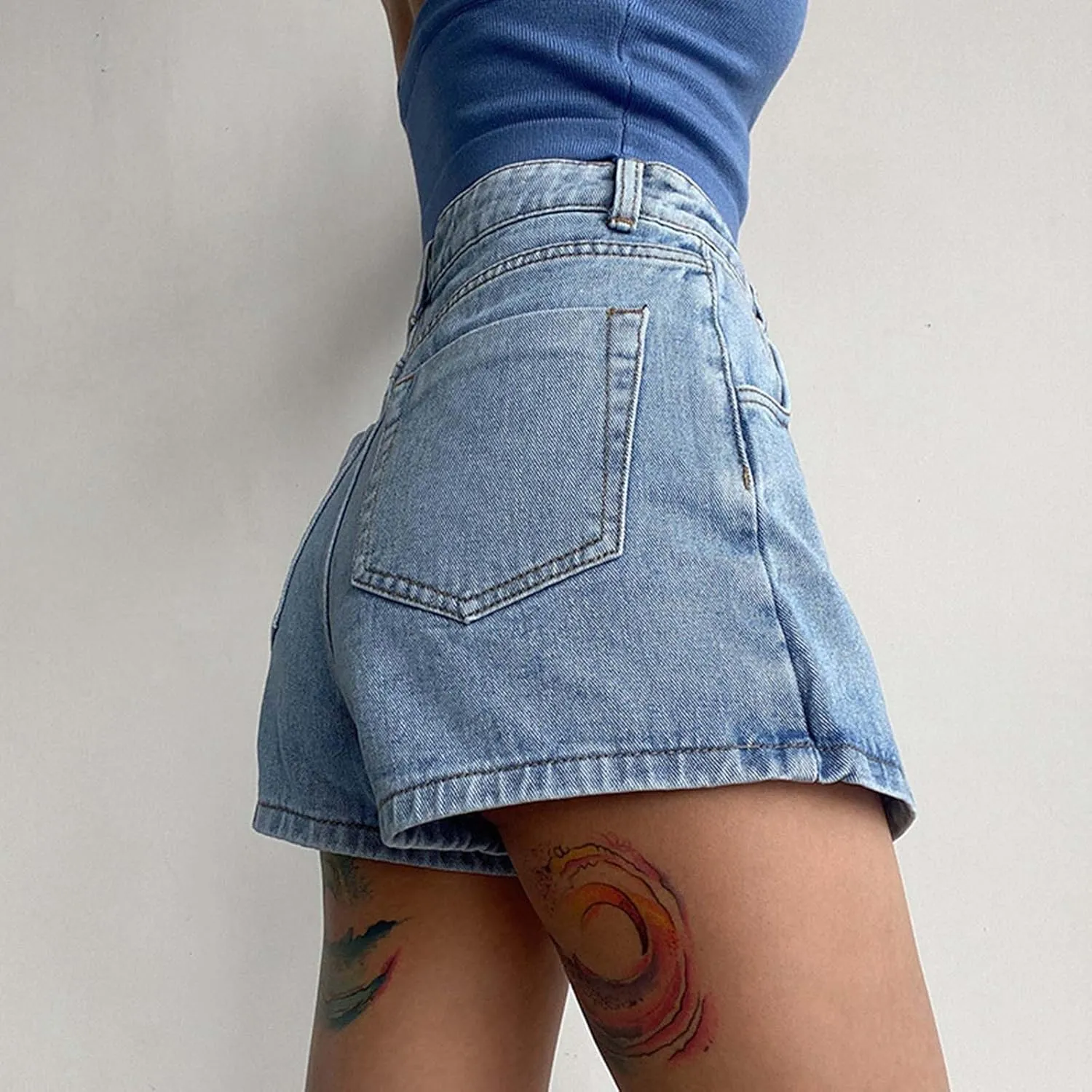 Women's Casual Shorts A Line Denim Shorts Wash Chic Slimming Skort Denim Skort Jean Skirt Summer Outfits 2024