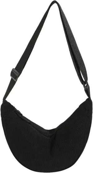 Women's Fashion Solid Color Cordulet Crossbody Bag Dumpling Bag Lightweight Underarm Bags Single (Black, One Size)