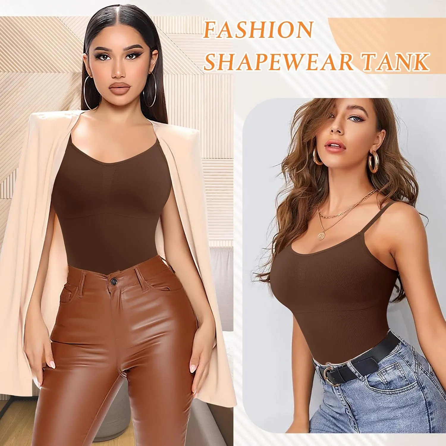 Womens Shapewear Tank Tops with Built in Bra Tummy Control Cami Shaper Compression Shaping Tops