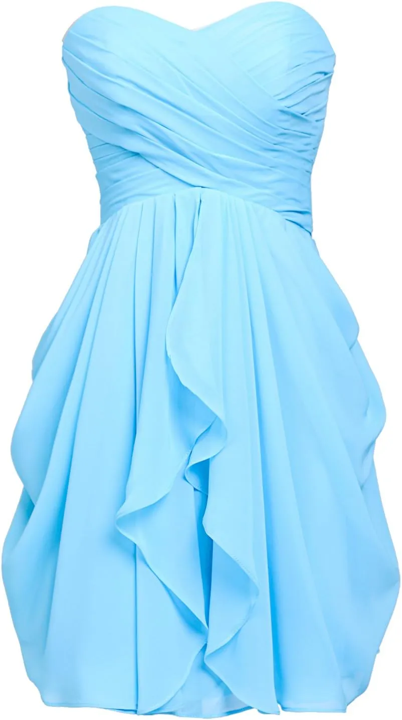 Women's Short/Long Prom Cocktail Dresses Chiffon Modest Evening Gowns Pleated Party Bridesmaid Dress