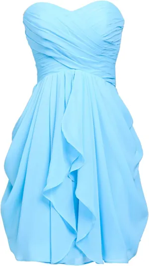 Women's Short/Long Prom Cocktail Dresses Chiffon Modest Evening Gowns Pleated Party Bridesmaid Dress