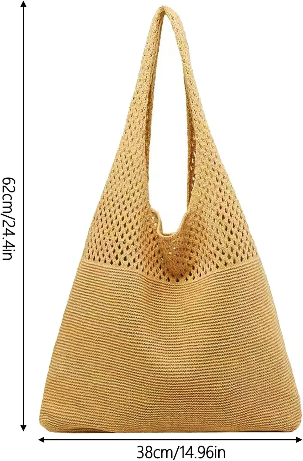 Women's Spring/Summer Portable Retro Hollow Knitted Handheld One Shoulder Vest Bag Women Shoulder Bags (Brown, One Size)