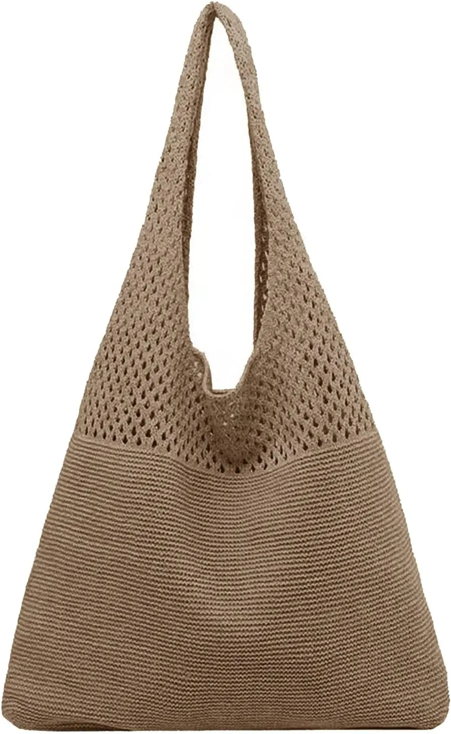 Women's Spring/Summer Portable Retro Hollow Knitted Handheld One Shoulder Vest Bag Women Shoulder Bags (Brown, One Size)