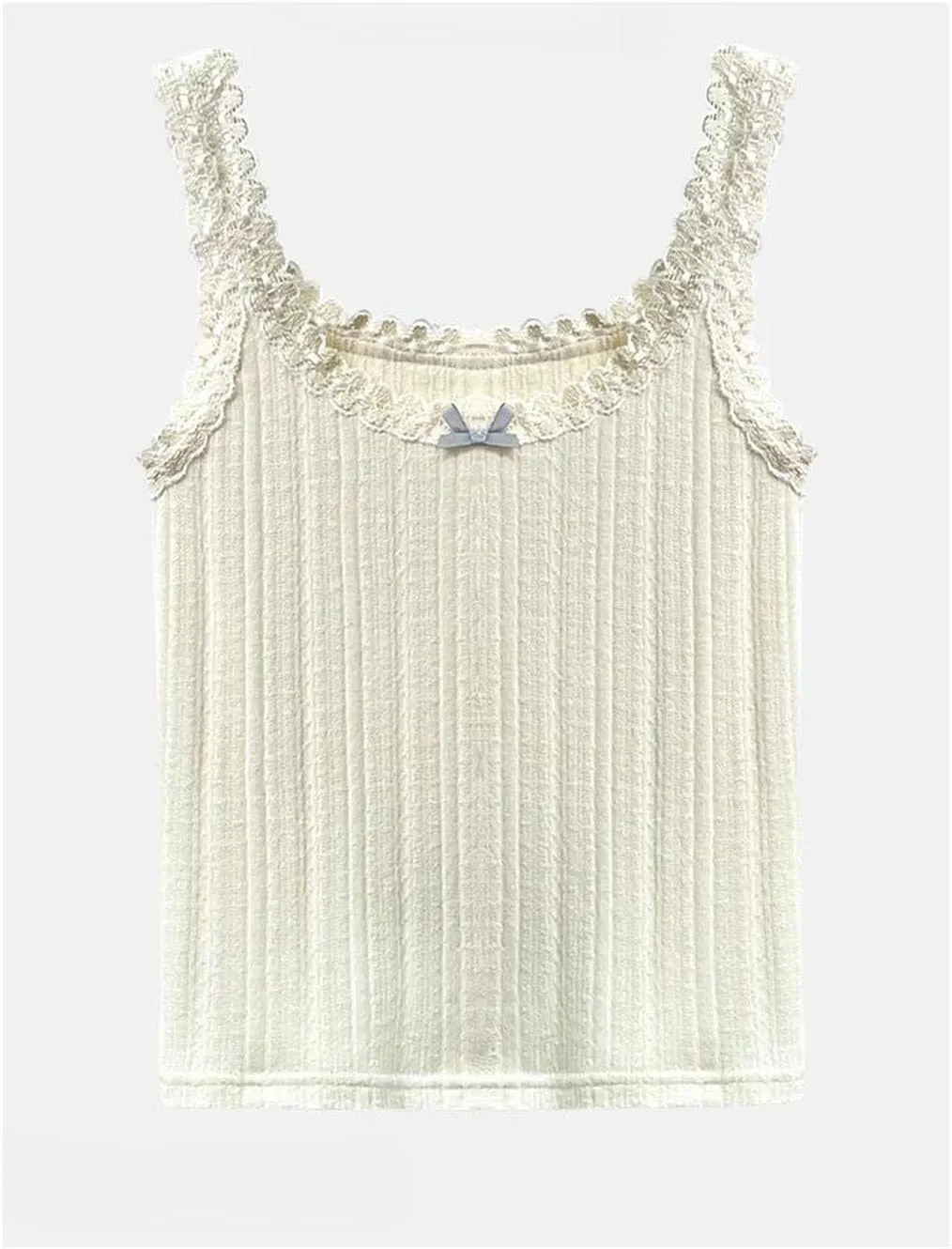 Women's Sweet Bow Lace Camisole Off-Shoudler Sleeveless Slim Short Suspender Tops