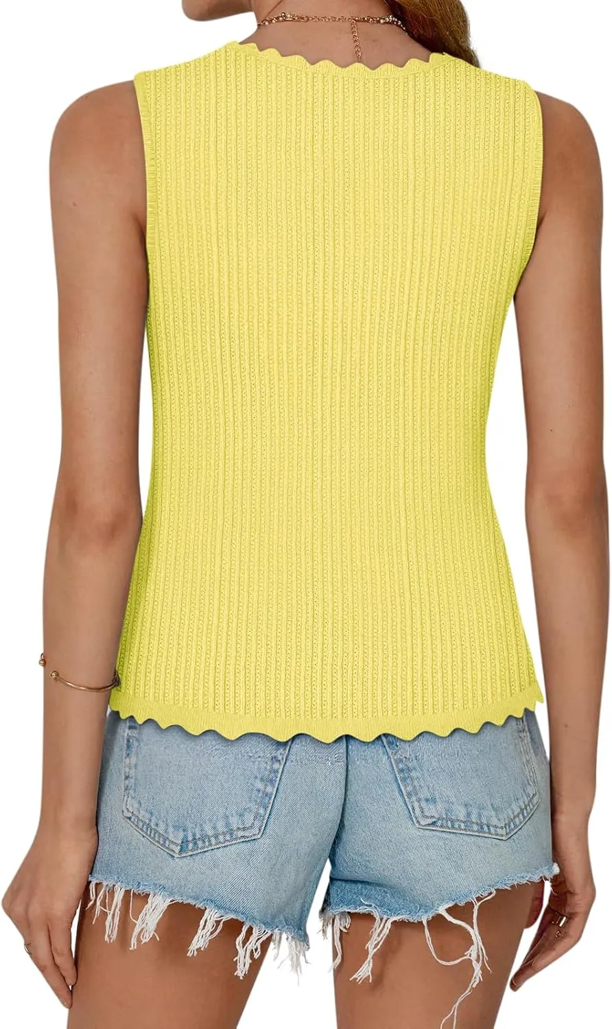 Womens Tie Front Tops Trendy 2025 Summer V Neck Sleeveless Sweater Vests Fashion Cute Crochet Knit Tops