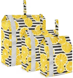 Yellow Lemon Striped Packing Cubes for Travel 3 Set Travel Packing Cubes Luggage Bags for Travel Accessories