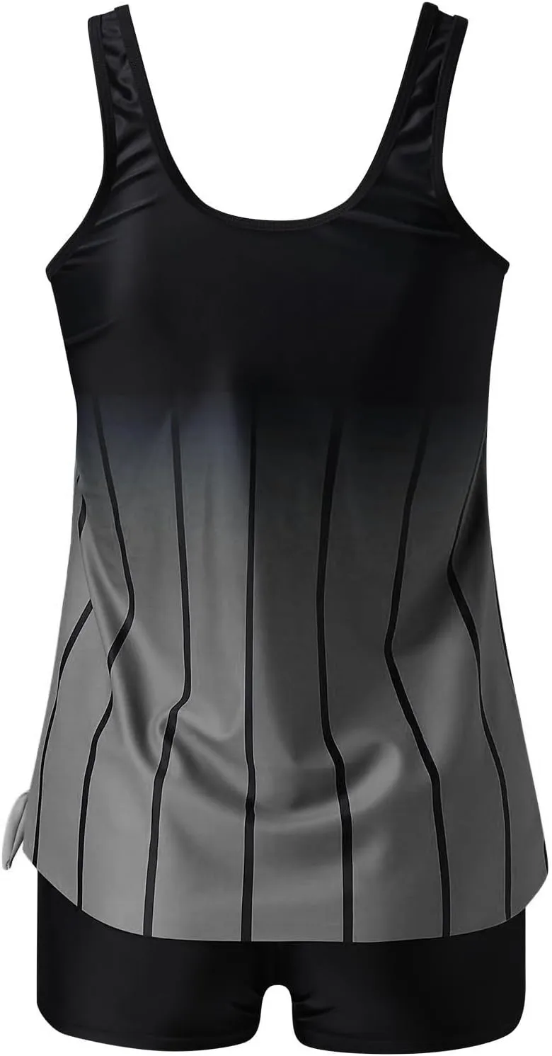 YRAETENM Tankini Swimsuits for Women Two Piece Bathing Suits Blouson Tank Top with Boyshorts Tummy Control Modest Swimsuits