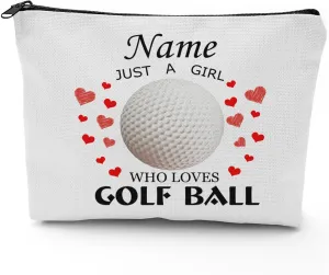 zaaprintblanket Personalized Golf Ball Hearts Cosmetic Bags with Name Text Travel Bag Cases for Toiletries Accessories Organizer