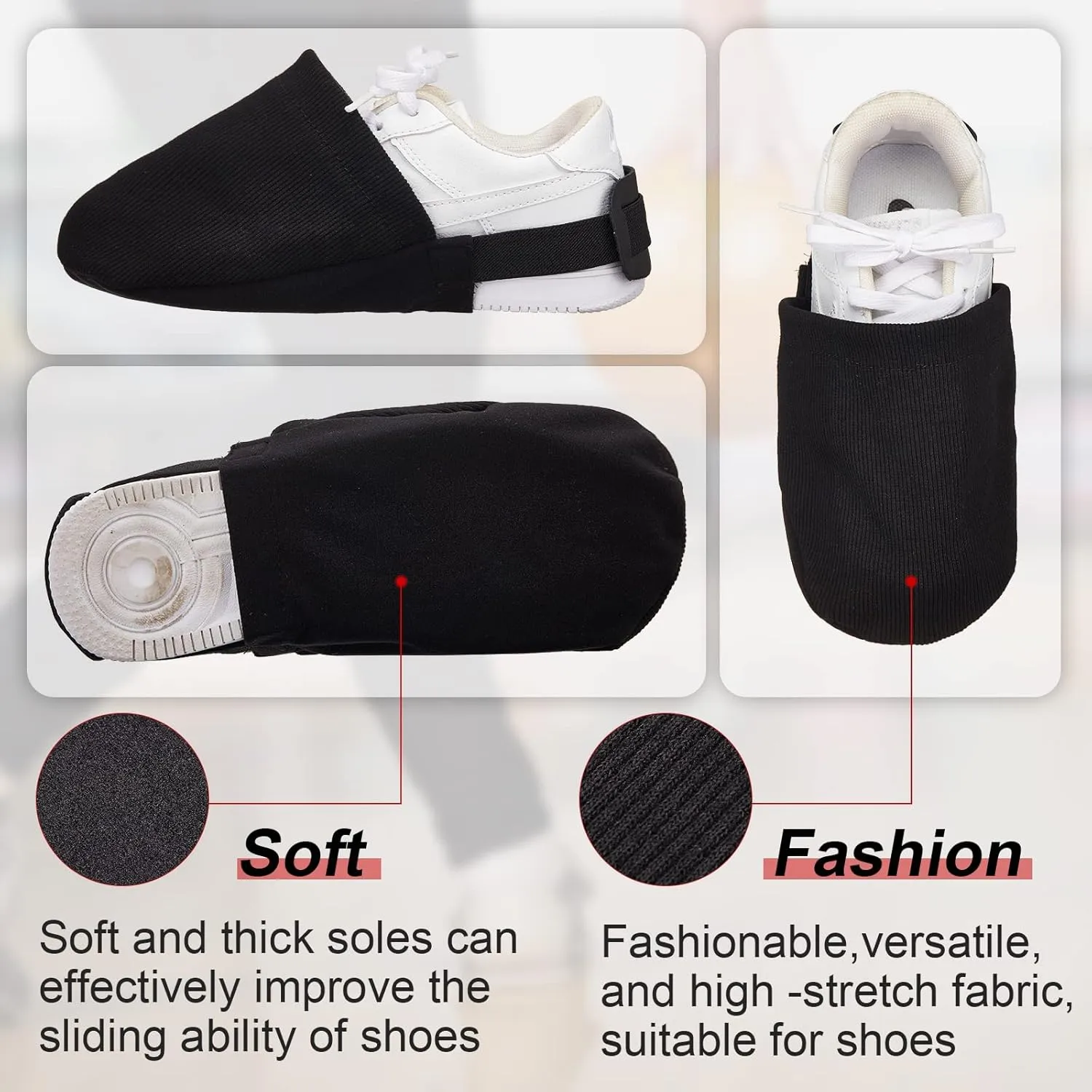 Zhanmai Bowling Shoe Slide, 2 Pack/ 1 Pair Adjustable Sole Cover Sock with Elastic Band Fit Most Men Women Shoes Bowling Accessories for Playing Ball Dancing, L