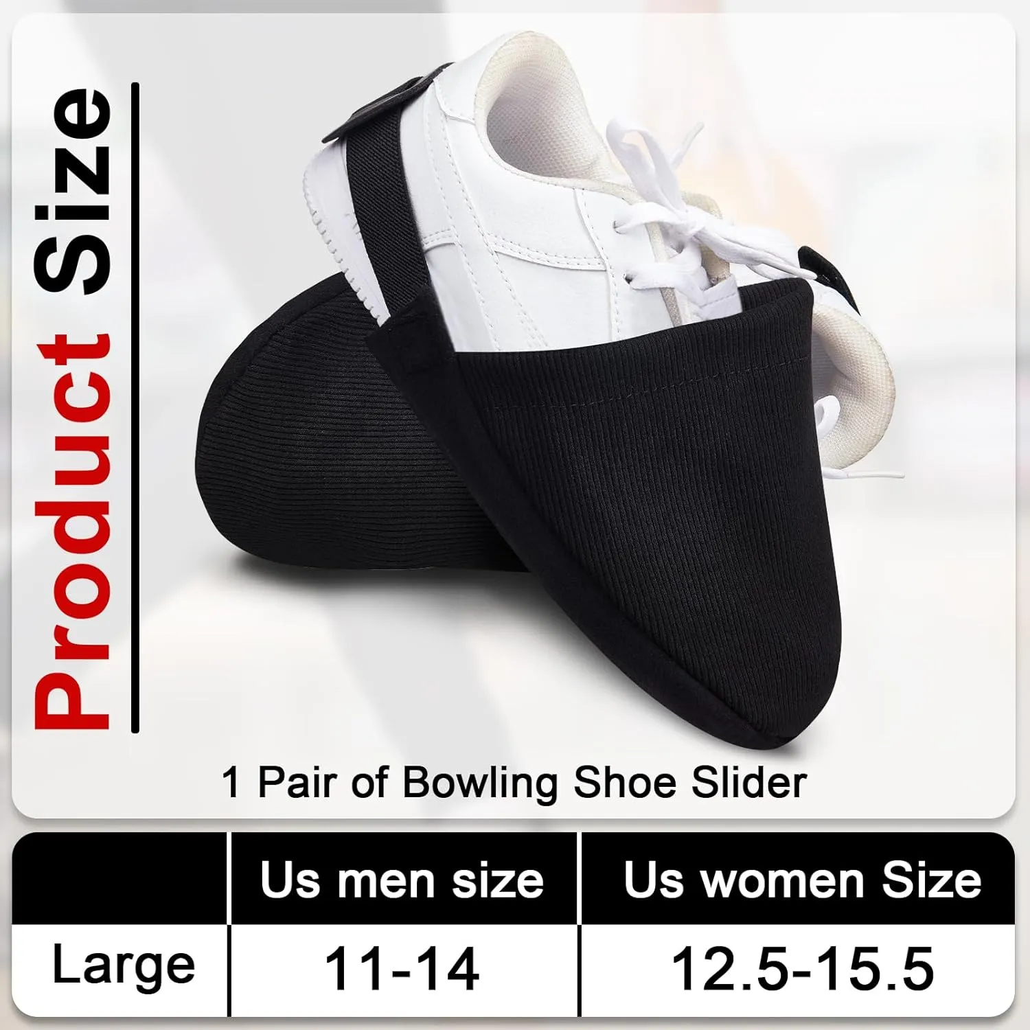 Zhanmai Bowling Shoe Slide, 2 Pack/ 1 Pair Adjustable Sole Cover Sock with Elastic Band Fit Most Men Women Shoes Bowling Accessories for Playing Ball Dancing, L